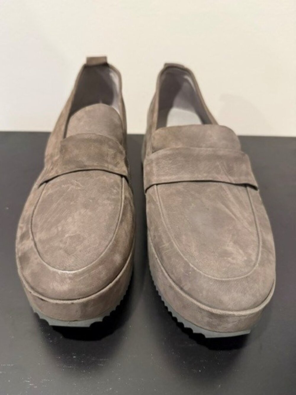 Eileen Fisher size 9 Grey suede wedge loafer